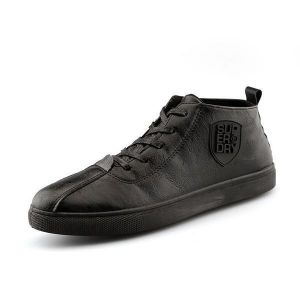 Men Soft Sole Leather High Top Casual Flat Sneakers