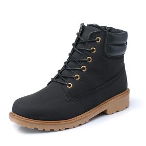 New Men Ankle Short Boots Thicking Keep Warm Plush Fashion Winter Boots Casual Flat Shoes