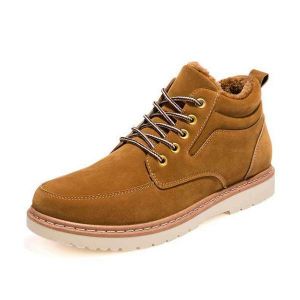 Men Comfortable Warm Fur Lining Suede Lace Up Ankle Boots