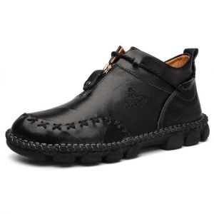 Menico Men Hand Stitching Leather Wear Resistant Large Size Soft Sole Casual Ankle Boots
