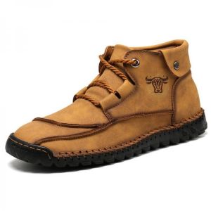 Menico Men Microfiber Leather Hand Stitching Casual Business Ankle Boots
