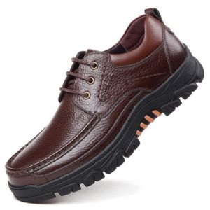 Men Genuine Leather Pure Color Soft Insole Slip Resistant Casual Business Oxfords