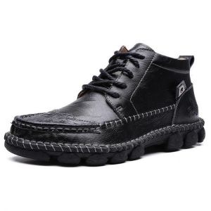 Genuine Leather Spicing Shoeface Large Size Hand Stitching Soft Sole Casual Ankle Boots
