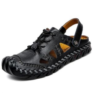 Men Casual Hand Stitching Soft Soles Elastic Band Sandals