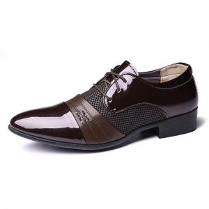 Men Soft Formal Business Mesh Microfiber Stitching Oxfords