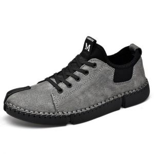Men Cowhide Spicing Anti-Collision Toe Cap Casual Daily Flats