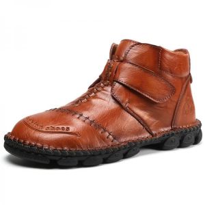Men Genuine Leather Hand Stitching Slip Resistant Casual Business Ankle Boots