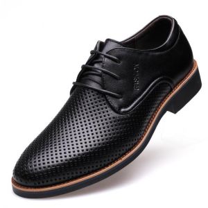Men Microfiber Leather Breathable Hollow Out Business Casual Oxfords