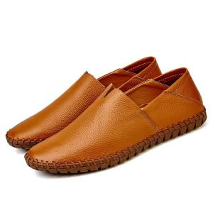 Large Size Men Soft Sole Genuine Leather Loafers Slip On Flats