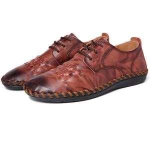 Menico Men Casual Style Retro Hand Stitching Flats