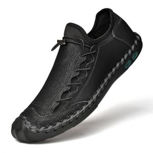 Large Size Men Hand Stitching Leather Non Slip Anti-collision Casual Oxfords