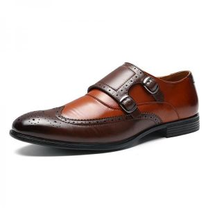 Menico Men Brogue Carved Casual Business Office Leather Oxfords