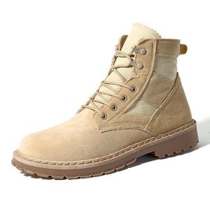 Men Comfortable Army Style Canvas High Top Boots