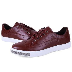 Men Leather Vintage Retro Pattern Lace Up Casual Comfortable Outdoor Brogue Shoes