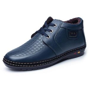 Men Casual Business Genuine Leather Fur Lining High Top Oxfords Shoes