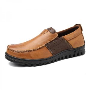 Menico Men Comfy Moccasin Toe Splicing Soft Casual Leather Oxfords
