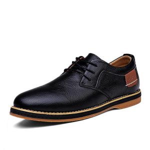 Men Genuine Leather British Style Comfy Lace Up Business Oxfords Casual Shoes