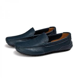 Men Cowhide Casual Lightweight Soft Soles Walking Slip On Flats