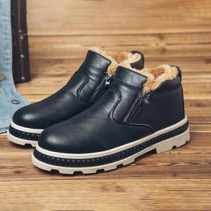 Men Warm Plush Lining Zipper Leather Casual Business Ankle Boots