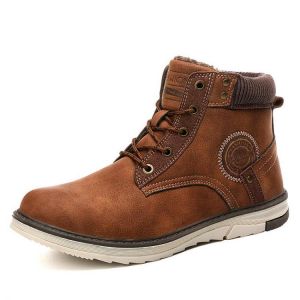 Men Non-Slip Wear Resistant Casual Outdoor Hiking Waterproof Leather Ankle Boots