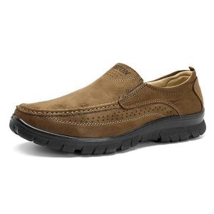 Large Size Men Soft Sole Lightweight Comfortable Microfiber Leather Slip On Oxfords