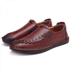 Big Size Men Hand Stitching Leather Flats