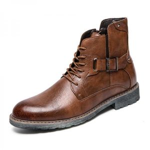 Men Retro Microfiber Leather Non-slip Metal Buckle Casual Ankle Boots