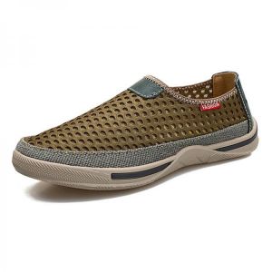 Men Comfy Wear Resistance Sole Breathable Mesh Loafers Slip On Flats