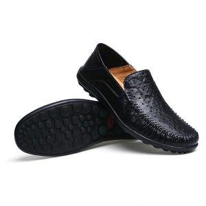 US Size 6.5-11.5 Men Flats Casual Outdoor Leather Slip-On Hollow Out Flats Shoes