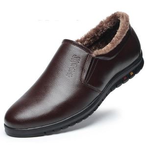 Slip On Wool Fleece Lining Round Toe Keep Warm Winter Shoes