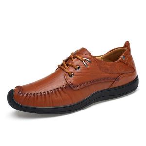 Men Comfortable Geniune Leather Anti Collision Toe Oxfords
