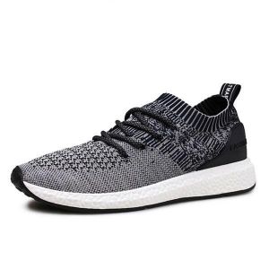 Men Casual Soft Sole Lace Up Sport Knitted Athletic Shoes