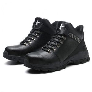 Mens Safety Shoes Steel Toe Work Boots High Top Running Shoes Camping Waterproof Outdoor Sneakers