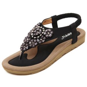 US Size 5-10 SOCOFY Women Diamond Bohemian Casual Outdoor Beach Flower Flat Sandals