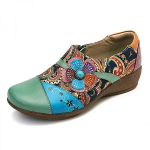 Socofy Large Size Women Casual  Floral Zipper Pumps