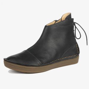 Women Soft Sole Comfy Solid Classic Casual Flats Ankle Short Boots