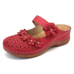 LOSTISY Flowers Pattern Sandals Hollow Out Soft Sole Shoes