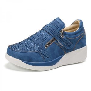 Large Size Women  Mesh Hook Loop Zipper Wedges Casual Sneakers