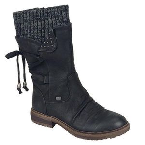 Women Plus Size Comfy Stitching Casual Mid Calf Boots Snow Boots
