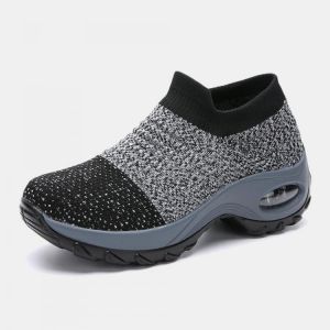 Large Size Women Outdoor Breathable Sock Mesh Rocking Sneakers