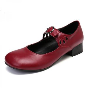 Large Size Woemn Retro Hollow Out  Low heel Pumps