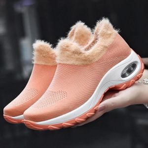 Women Large Size Air Cushion Plush Lining Warm Casual Shoes Sneakers