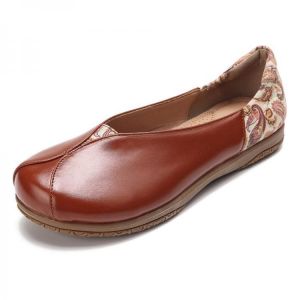 LOSTISY Women Splicing Pattern Slip Resistant Casual Flat Loafers