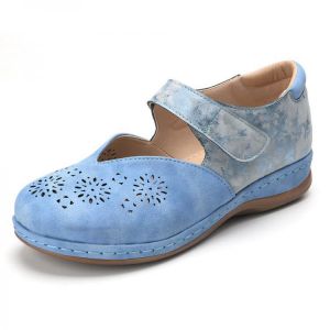 Lostisy Large Size Women Casual Color Splicing Hollow Hook Loop Flats