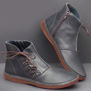Women Bowknot Decoration Round Toe Side Zipper Ankle Casual Boots