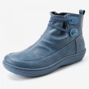 Women Retro Non-slip Soft Sole Casual Leather Ankle Boots