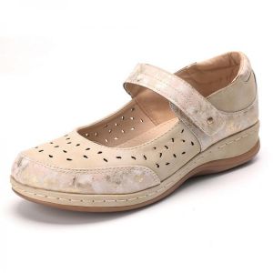 LOSTISY Women Stitching Hollow Out Slip Resistant Comfy Daily Flats