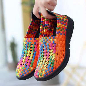 Large Size Women Hand Woven Casual Breathable Sneakers