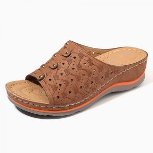 LOSTISY Hollow Out Pattern Lightweight Soft Casual Wedge Sandals