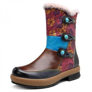 SOCOFY Snow Ankle Short Boots Genuine Leather Casual Shoes